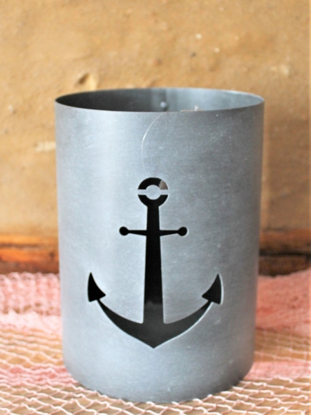 Windlicht Metall grau Anker